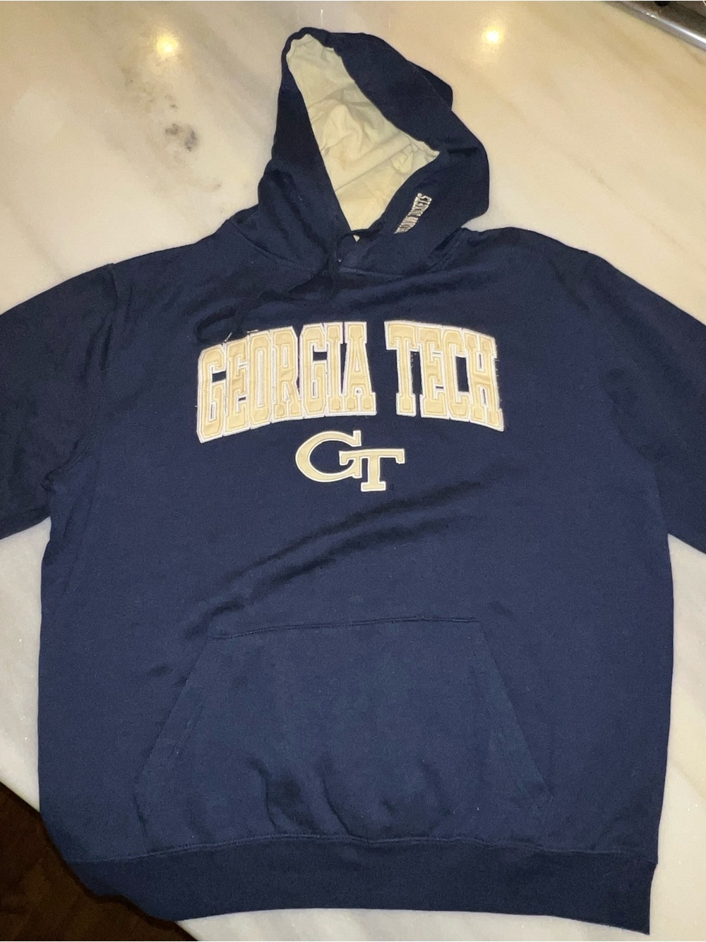 Stadium Athletics Navy and Cream Georgia Tech Hooded Sweatshirt